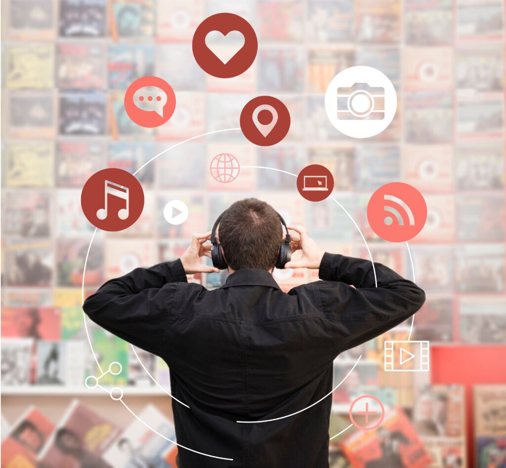 navigating the social media landscape in, man listening music earphones