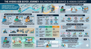 a hybrid B2B buyer journey is and how to balance self-service with sales support to improve trust, speed