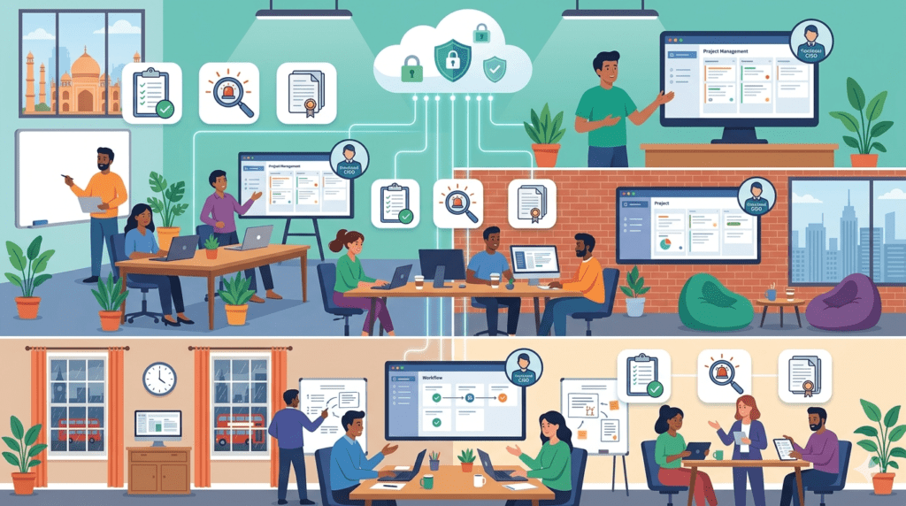 Fractional CISO services for SMBs in India, US, and UK, providing part‑time security leadership, monthly audits, and incident response planning across global teams