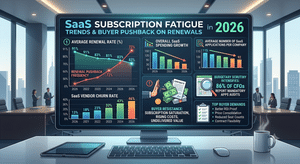 Chart illustrating SaaS subscription fatigue trends and buyer pushback on renewals in 2026