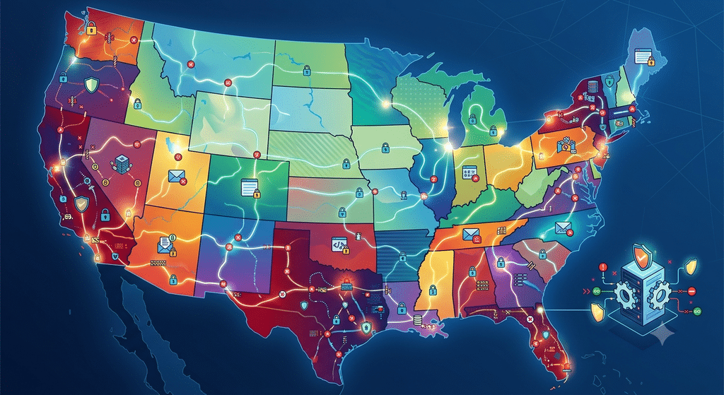 Map showing how US state privacy laws affect B2B marketing across states