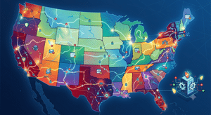 Map showing how US state privacy laws affect B2B marketing across states