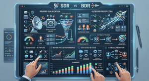 SDR vs BDR comparison showing inbound qualification and outbound prospecting roles