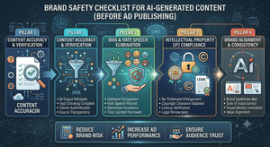 Checklist illustrating brand safety for AI-generated content before publishing ads